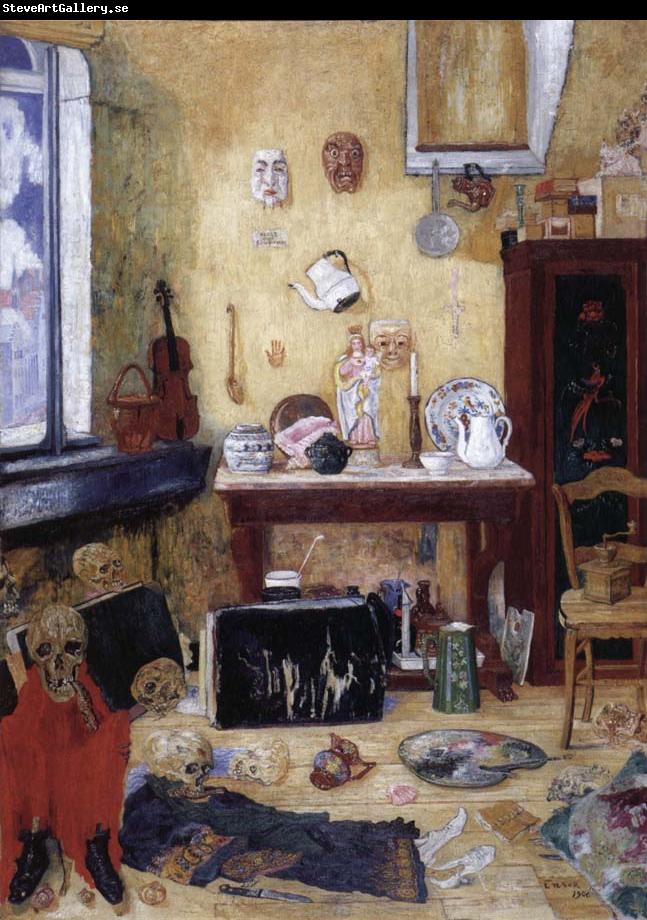 James Ensor Skeleton i the studio